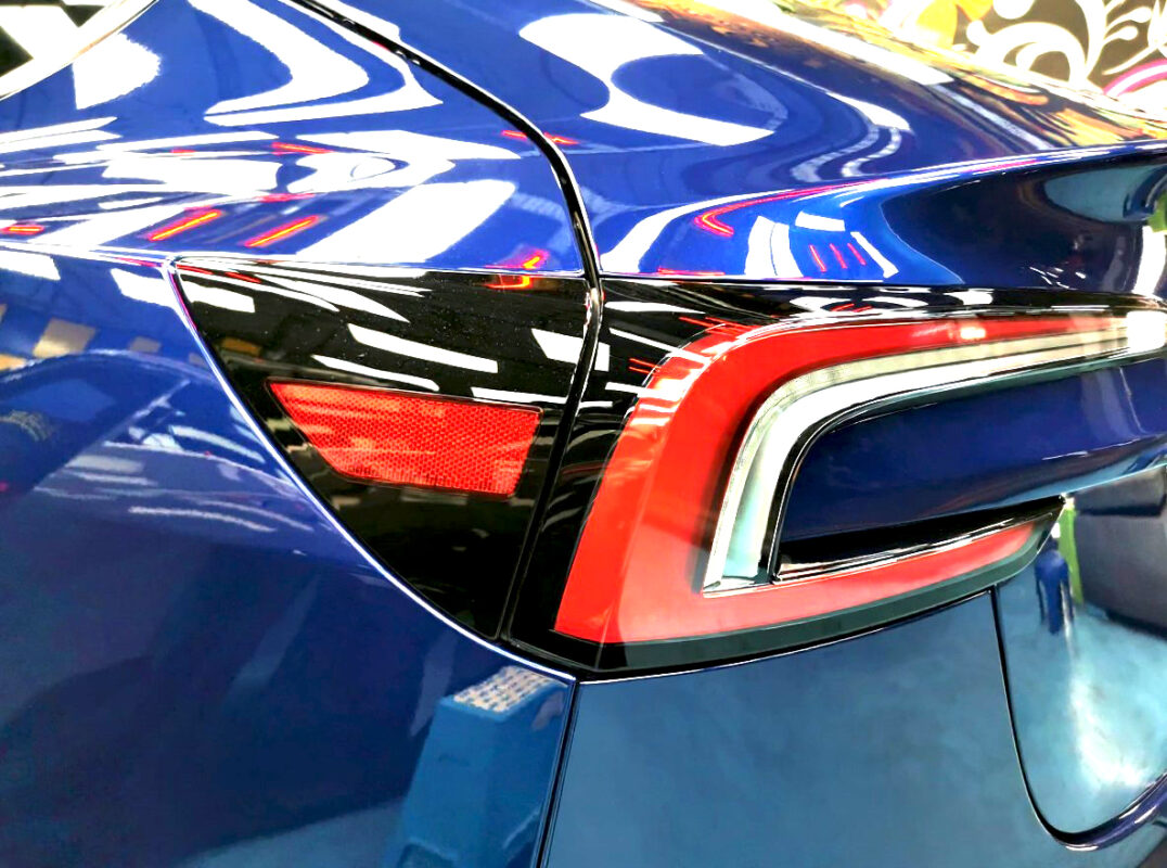 The finished Tesla Model 3, glossy and protected.