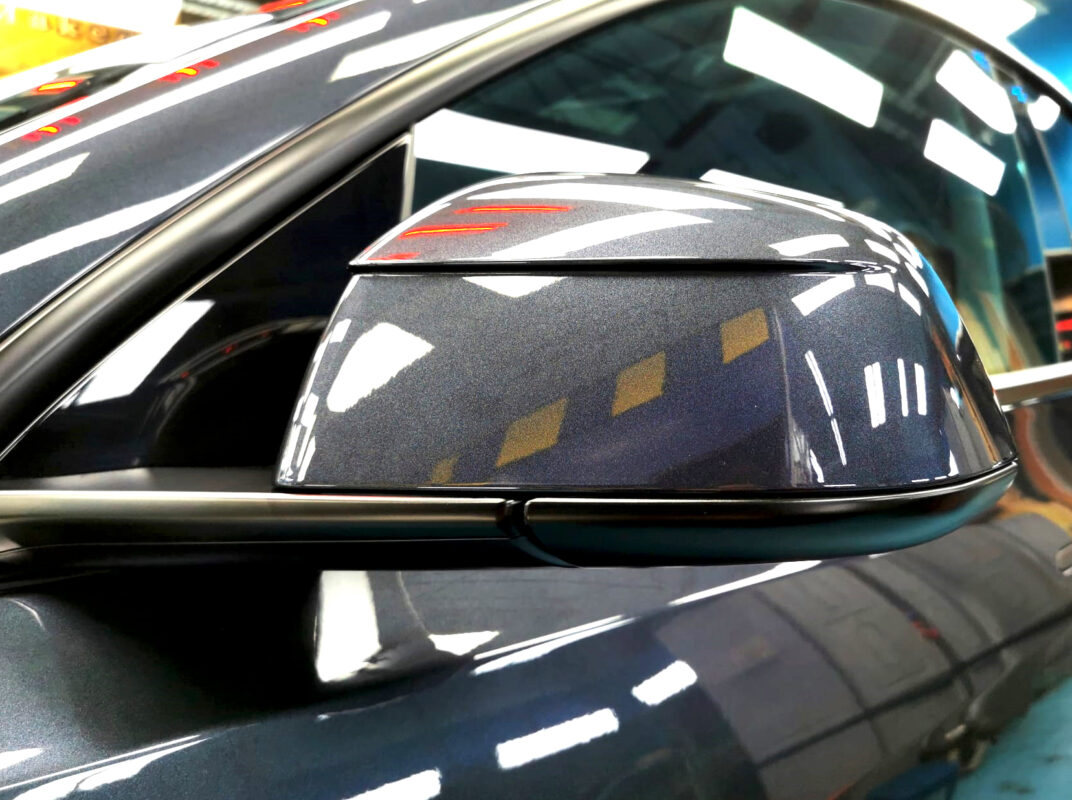 Detailed exterior of the Tesla Model Y.