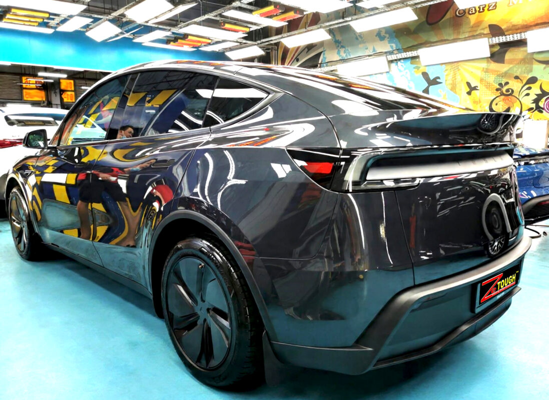 The Tesla Model Y after its ZeTough coating.