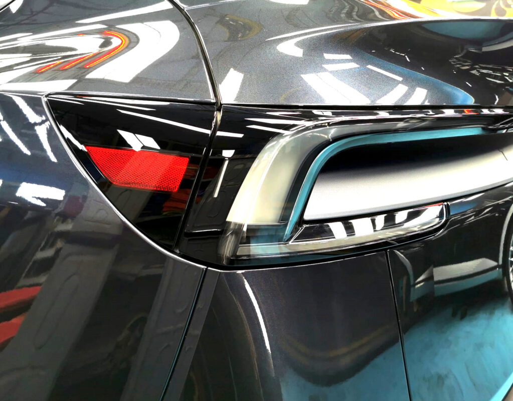 The finished Tesla Model Y, glossy and protected.