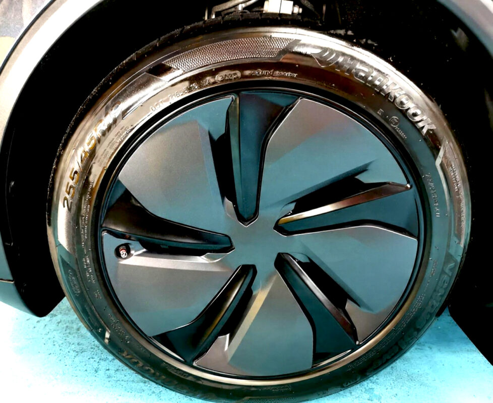 The Tesla Model Y with its fresh, coated finish.