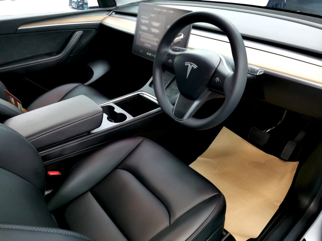 The Tesla Model Y's protected, high-gloss finish.