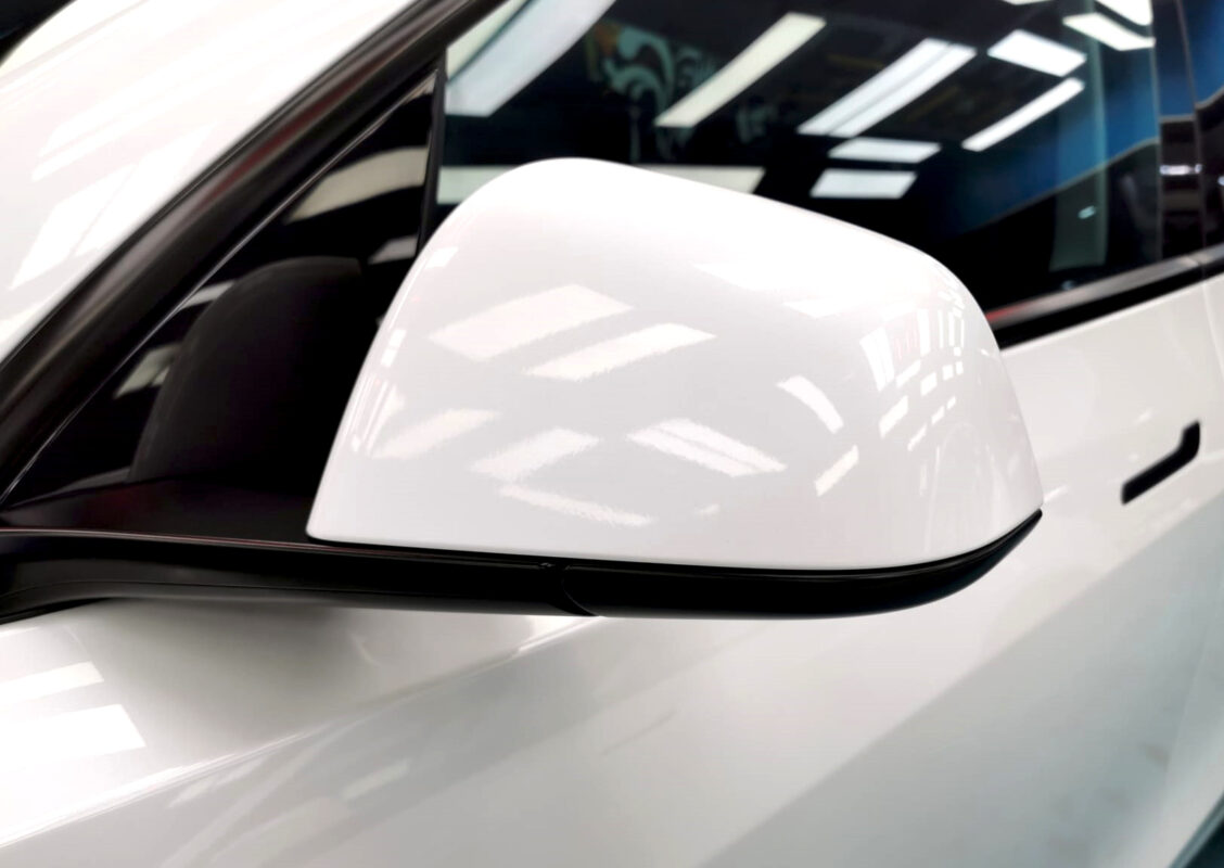 Detailed exterior of the Tesla Model Y.