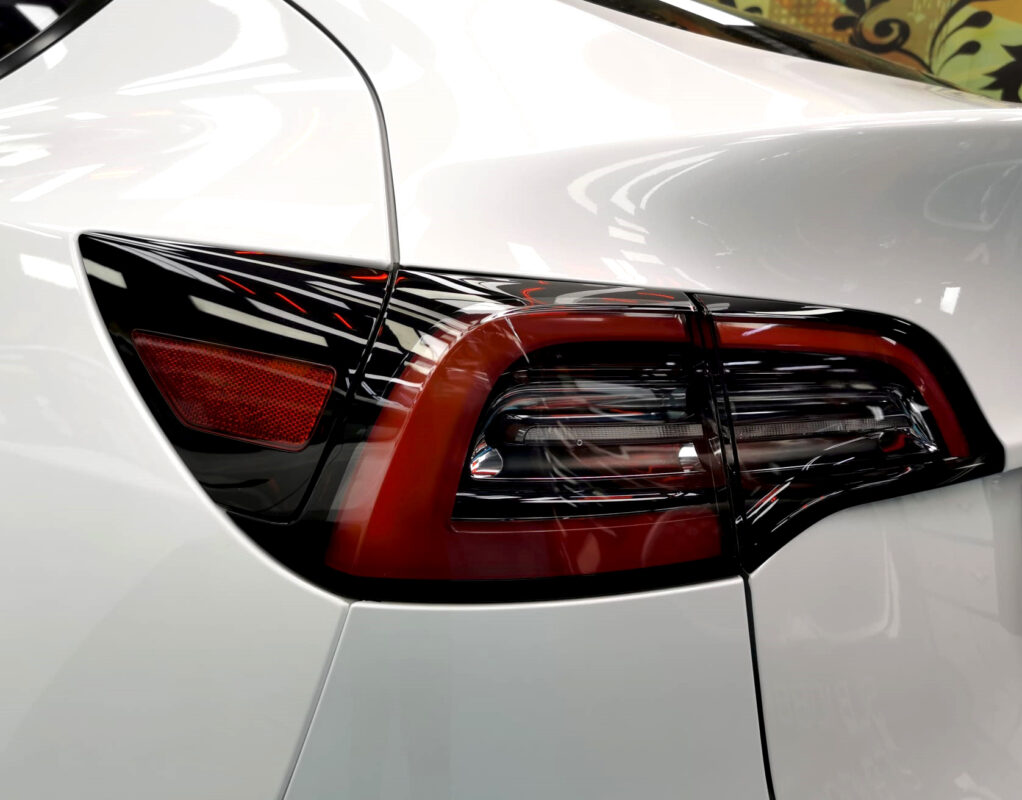 The finished Tesla Model Y, glossy and protected.