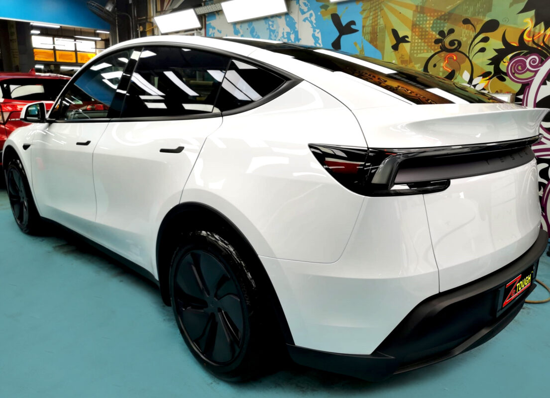 The Tesla Model Y after its ZeTough coating.