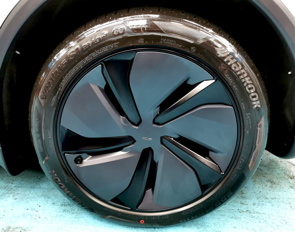 The Tesla Model Y with its fresh, coated finish.