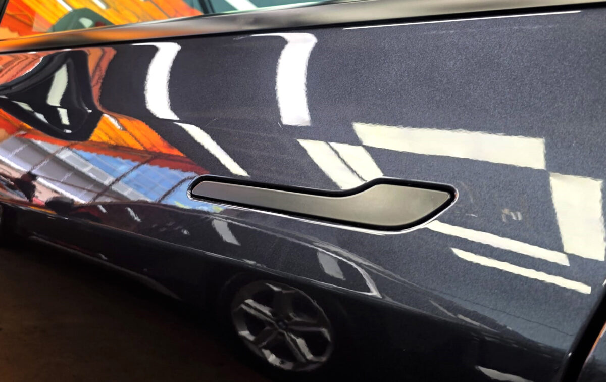 Detailed exterior of the Tesla Model Y.