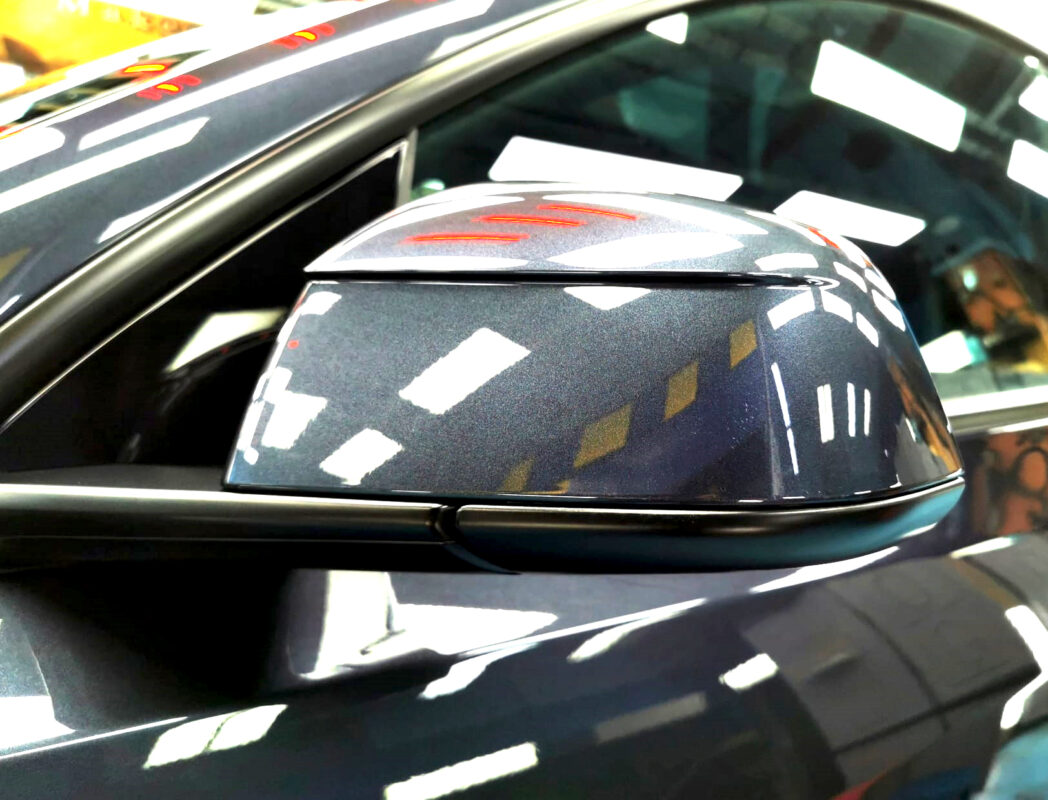 Detailed exterior of the Tesla Model Y.