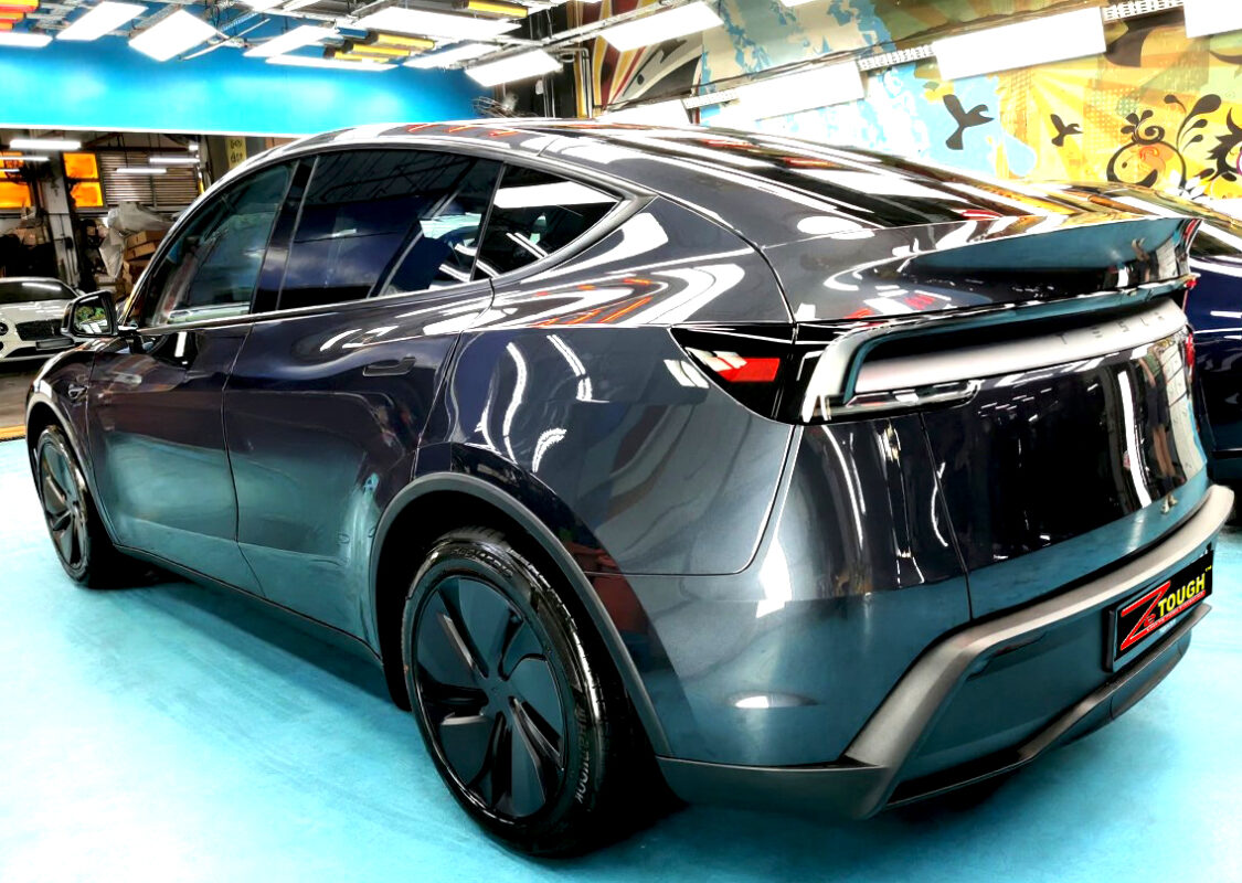 The Tesla Model Y after its ZeTough coating.