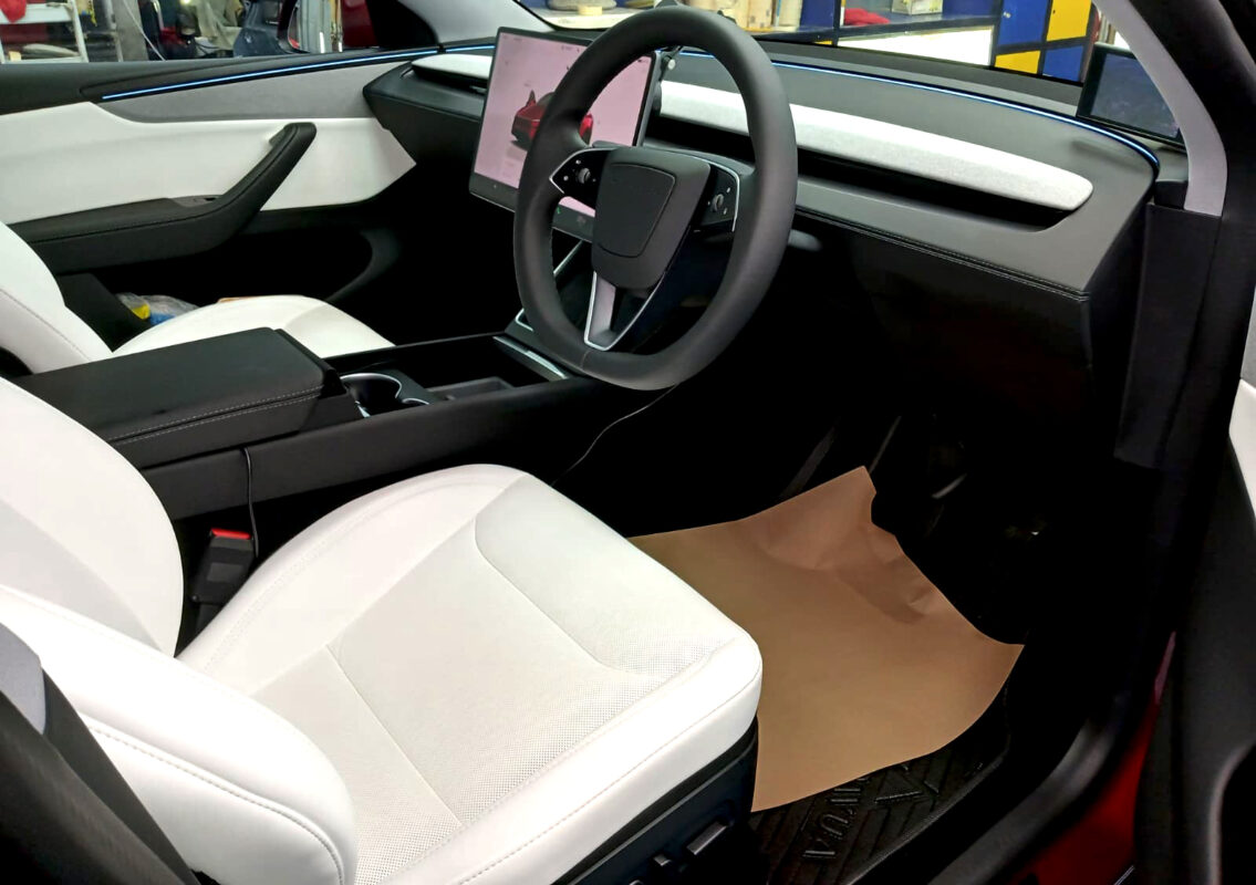 The Tesla Model Y's protected, high-gloss finish.