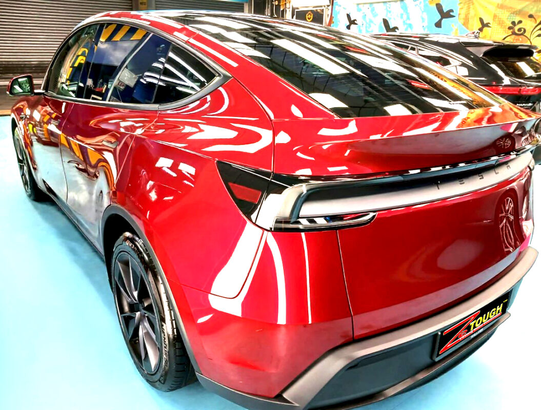 The Tesla Model Y after its ZeTough coating.