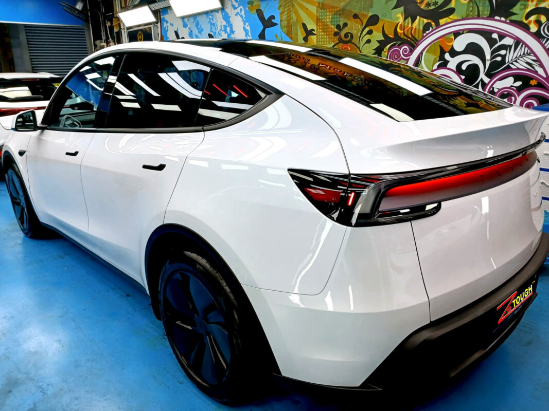 The Tesla Model Y after its ZeTough coating.