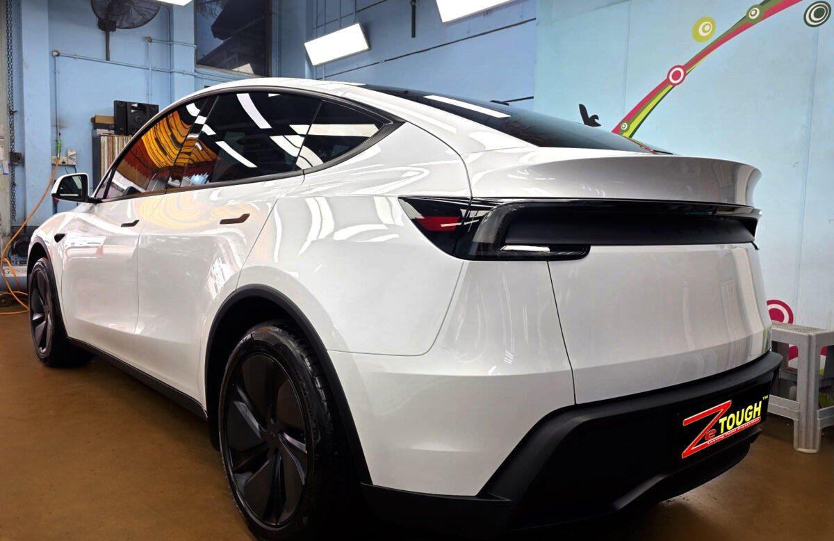 The Tesla Model Y after its ZeTough coating.