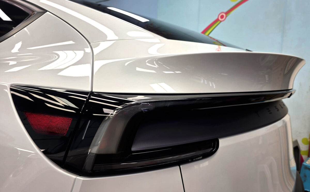 The finished Tesla Model Y, glossy and protected.
