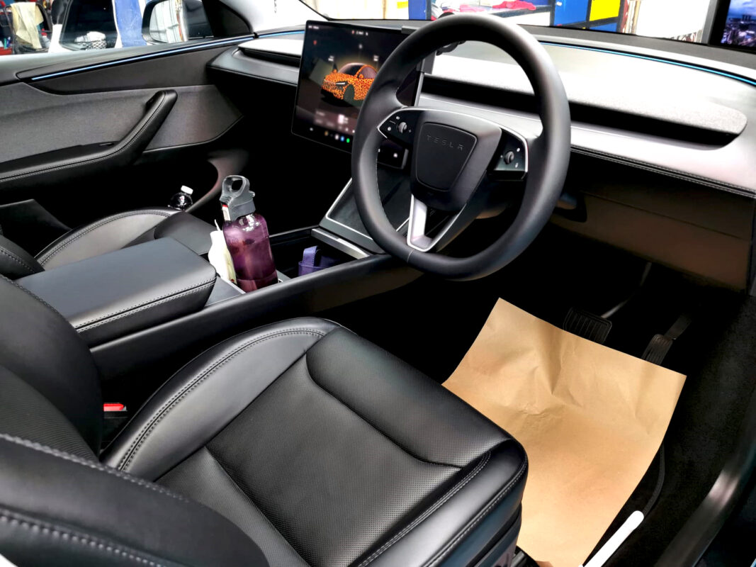 The Tesla Model Y's protected, high-gloss finish.