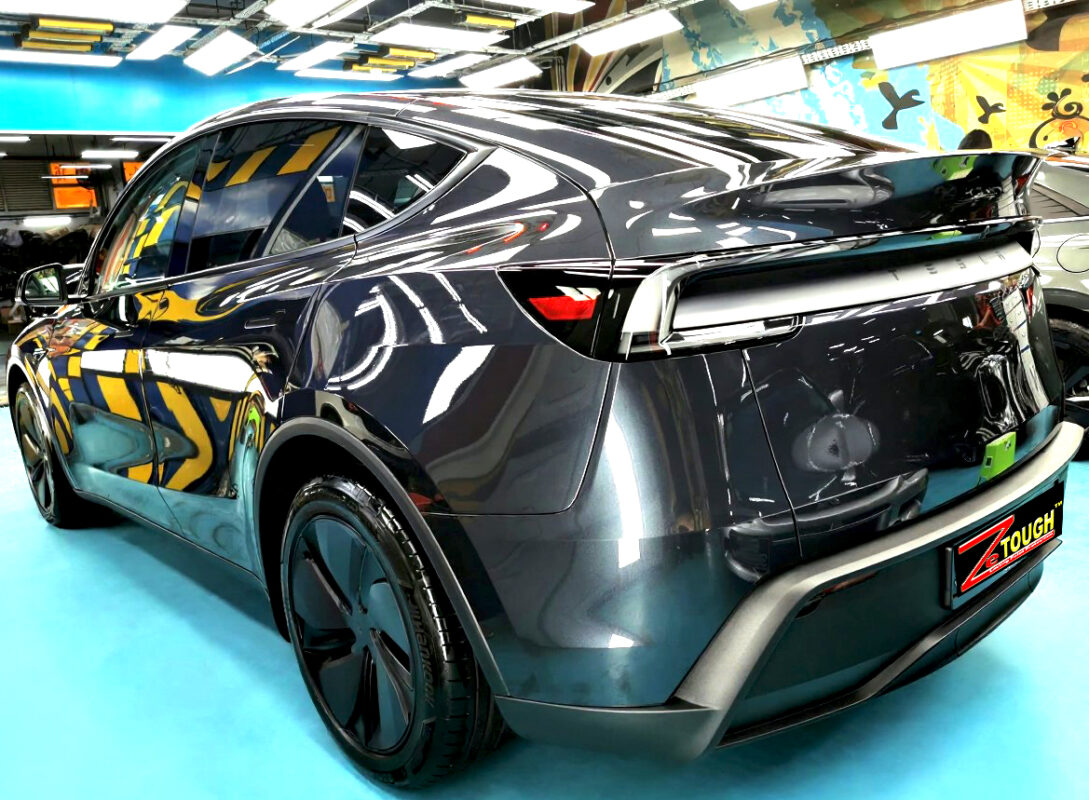 The Tesla Model Y after its ZeTough coating.