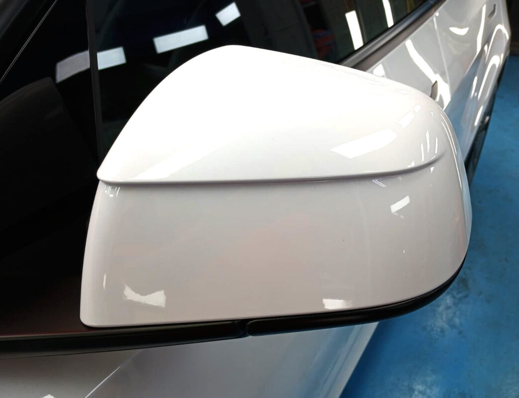 Detailed exterior of the Tesla Model Y.