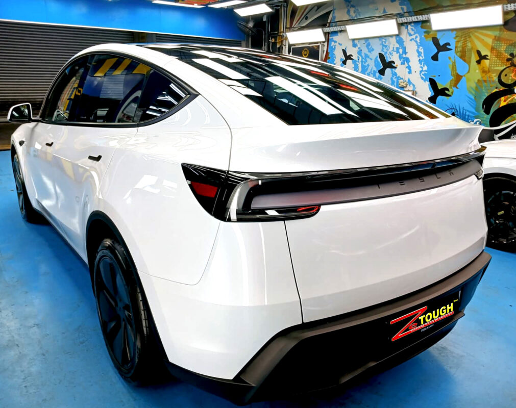 The Tesla Model Y after its ZeTough coating.