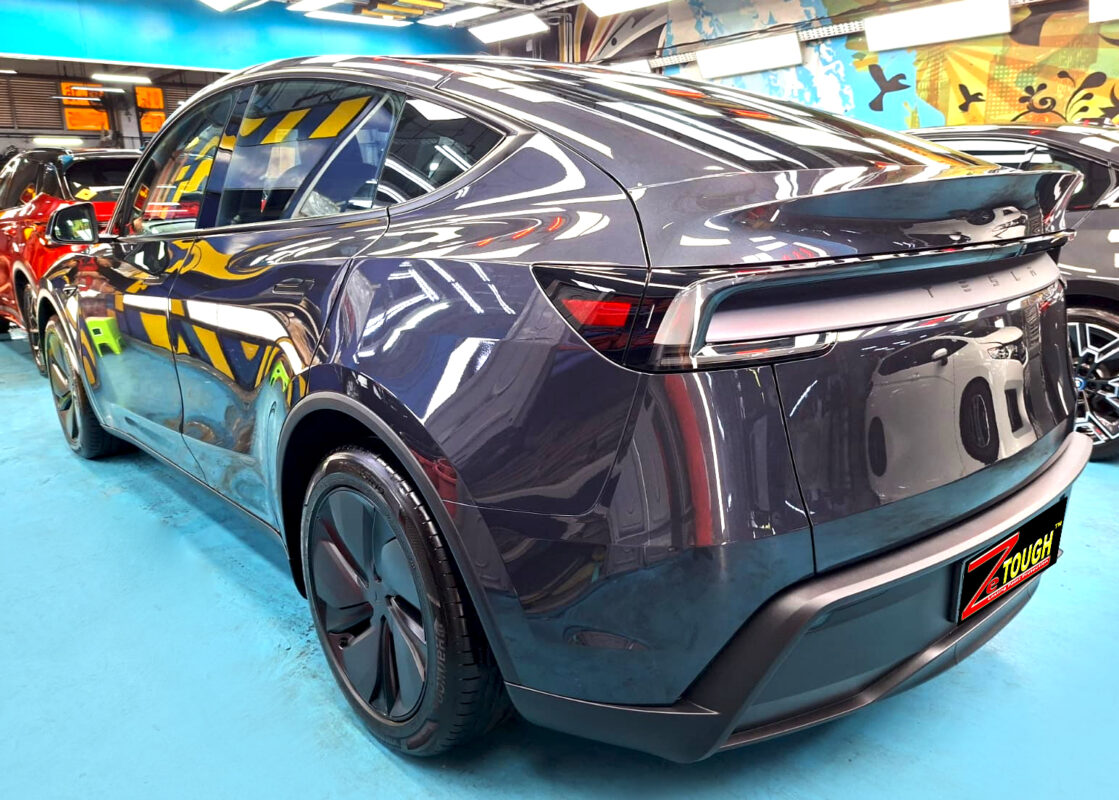 The Tesla Model Y after its ZeTough coating.