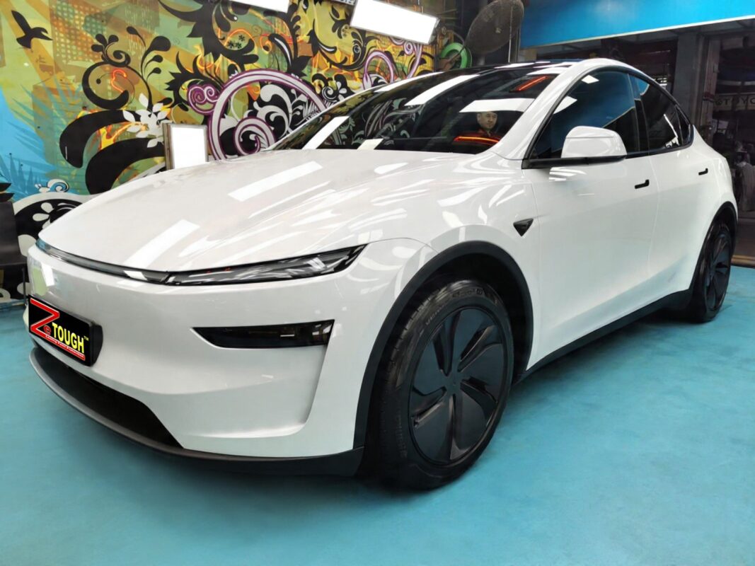 Tesla Model Y, glossy after its ZeTough Titanium coating.