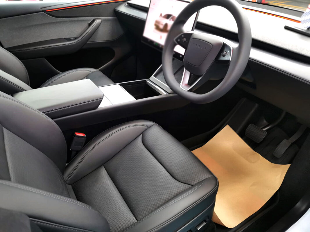 The Tesla Model Y's protected, high-gloss finish.