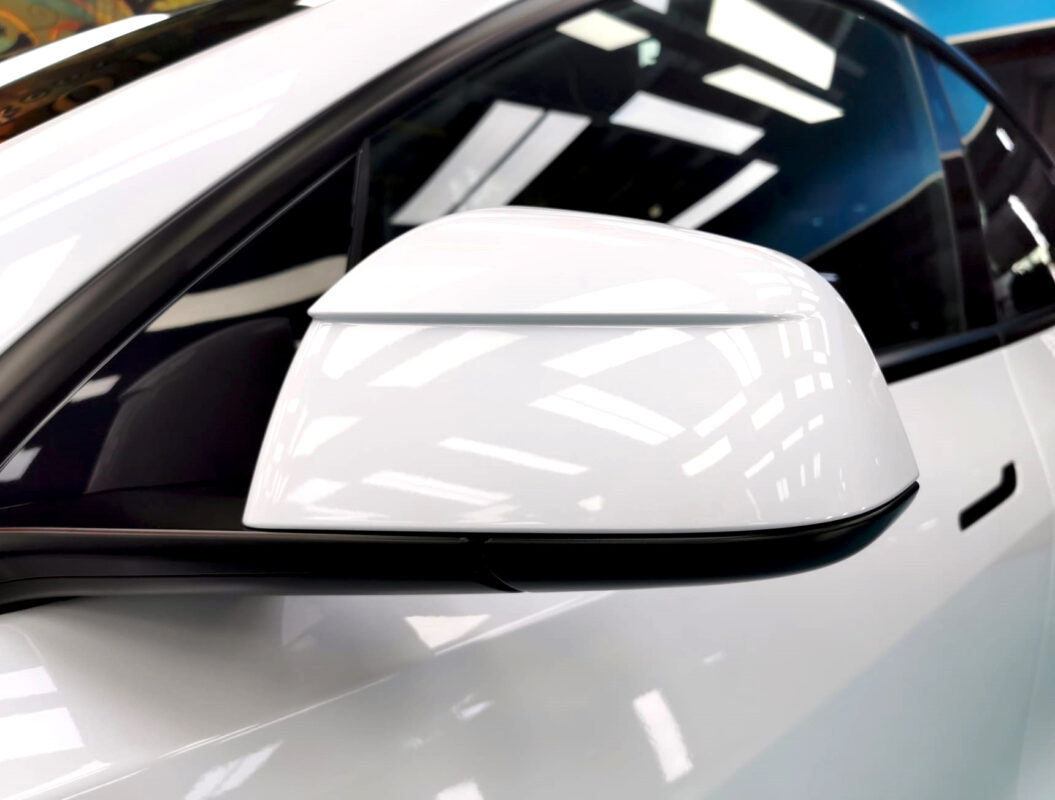 Detailed exterior of the Tesla Model Y.
