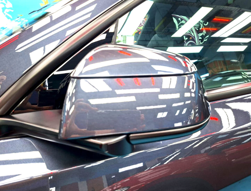 The Tesla Model Y's protected, high-gloss finish.
