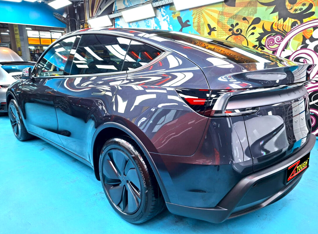 Detailed exterior of the Tesla Model Y.