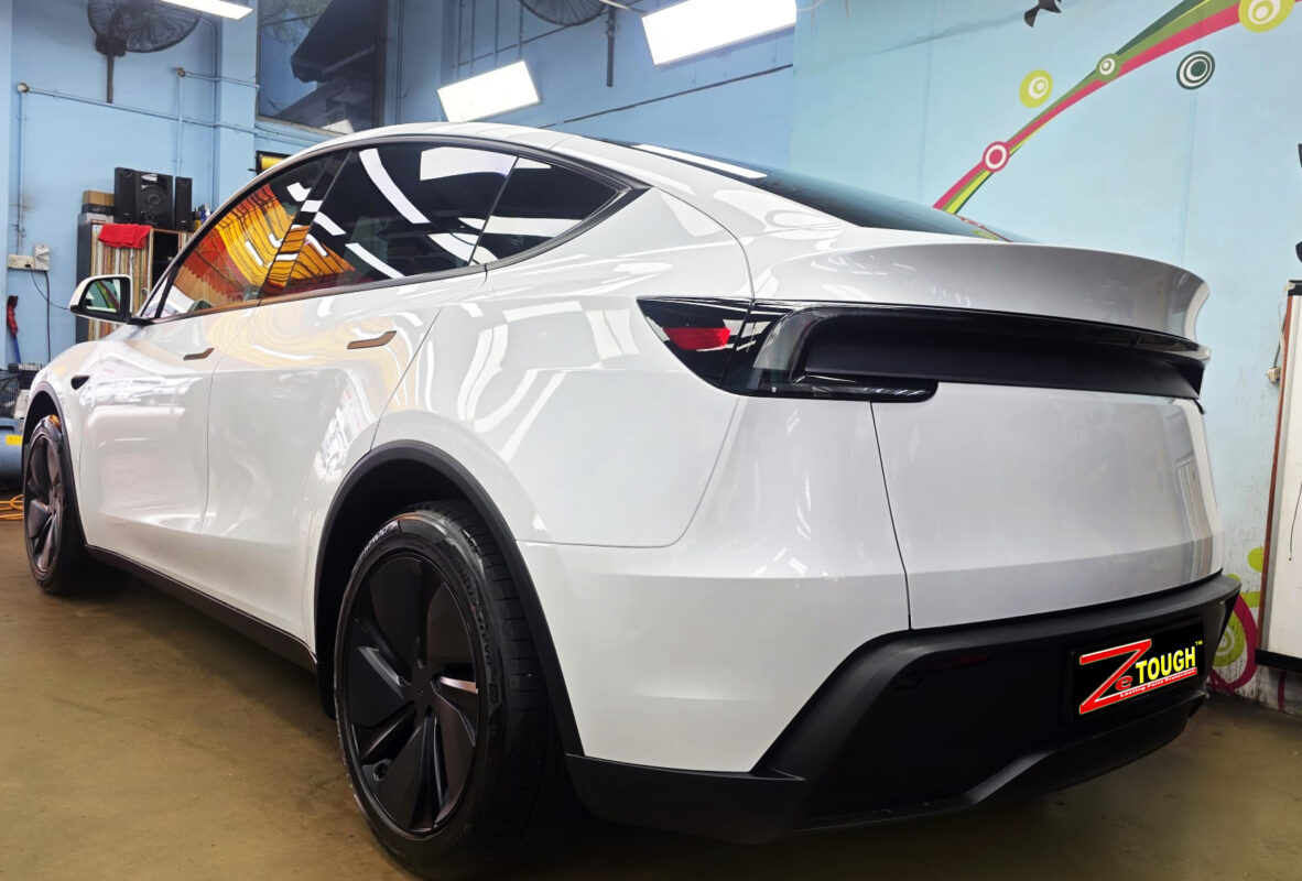 The Tesla Model Y after its ZeTough coating.