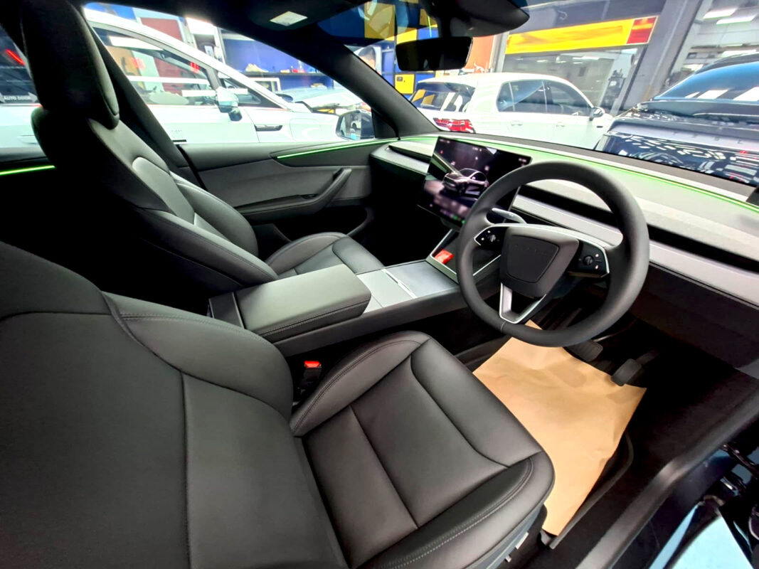 The Tesla Model Y's protected, high-gloss finish.