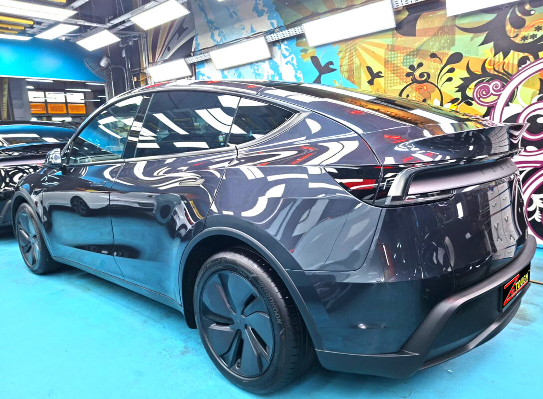 The Tesla Model Y after its ZeTough coating.