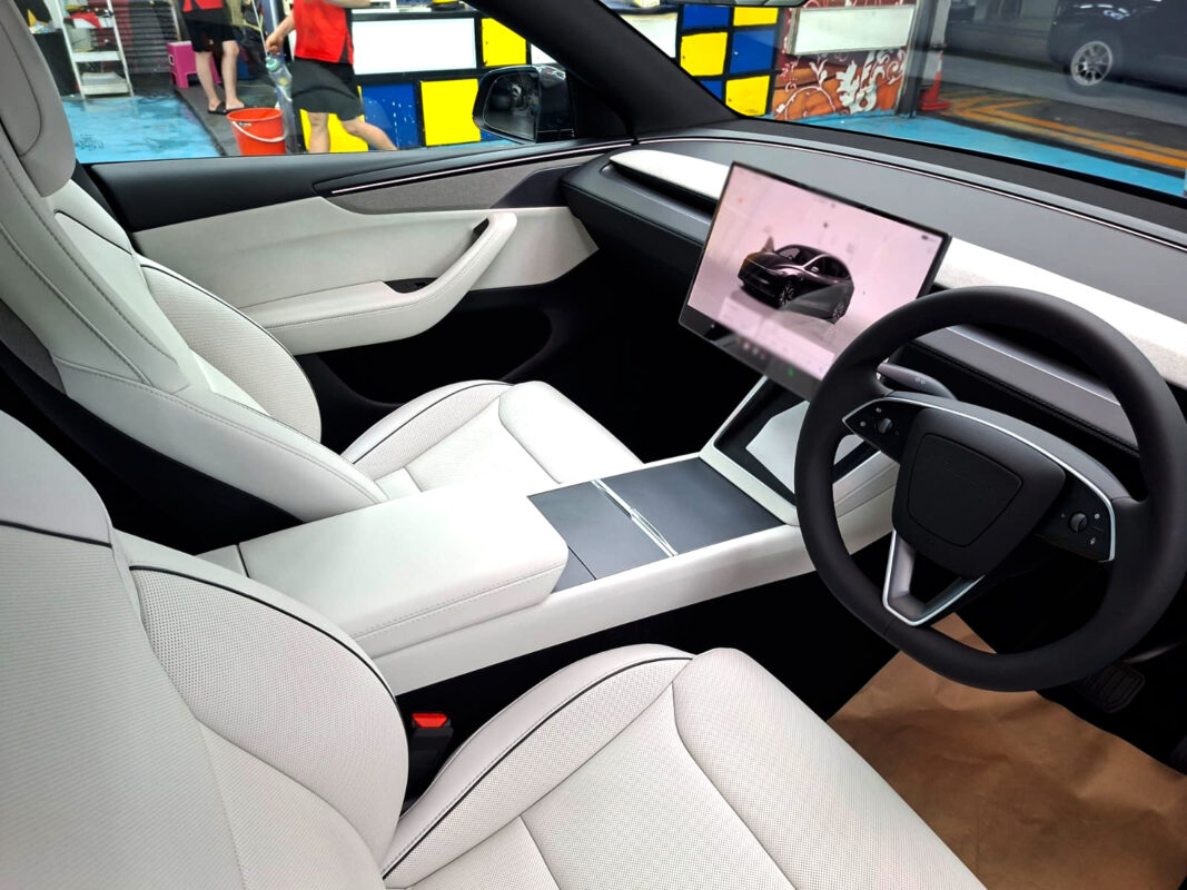 The Tesla Model Y's protected, high-gloss finish.