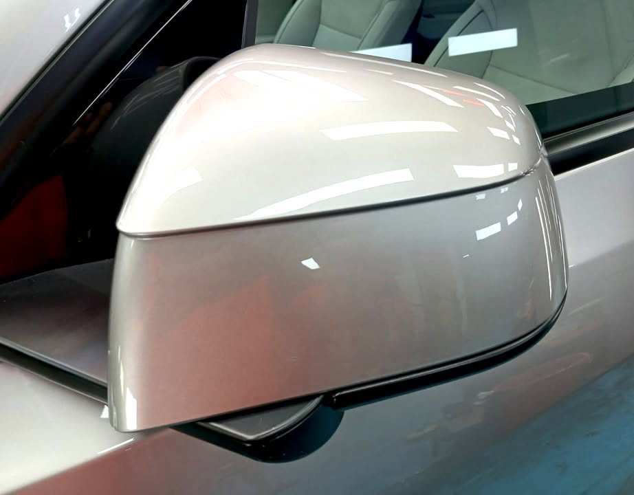 The silver wing mirror cap.