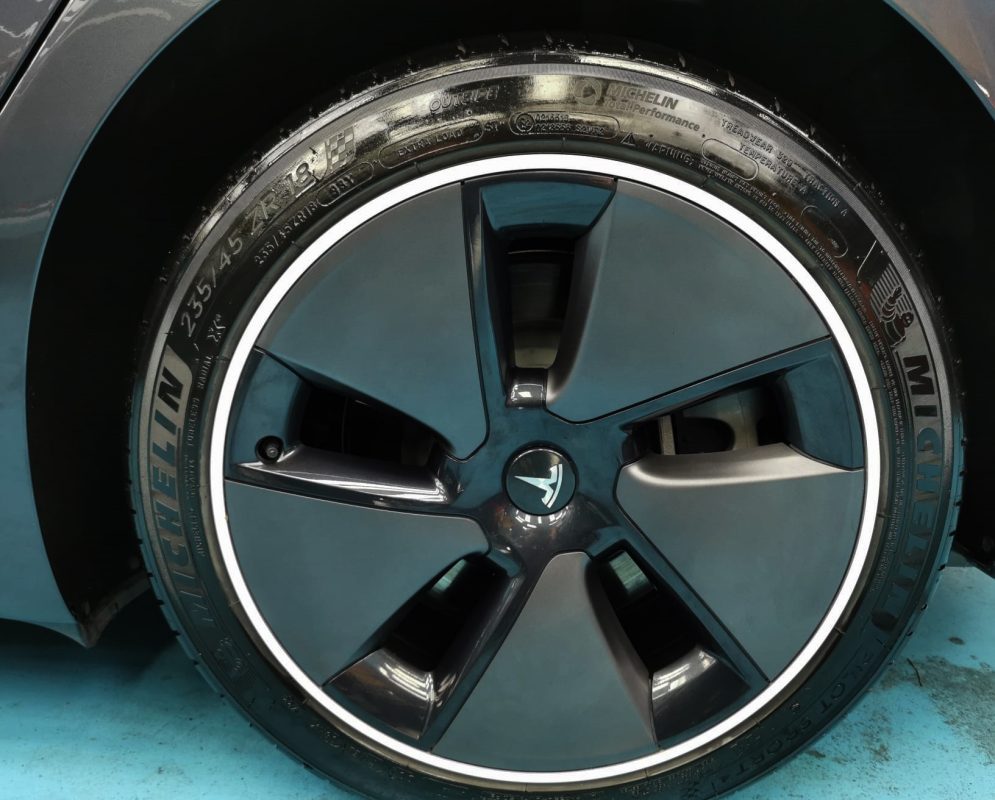 The Tesla Model 3, finished and ready for collection.