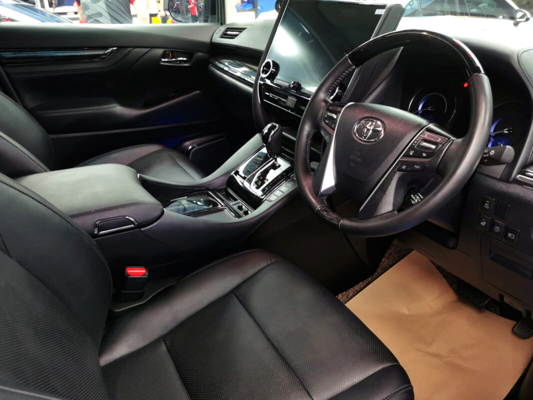 The Toyota Alphard parked in the workshop, freshly coated.