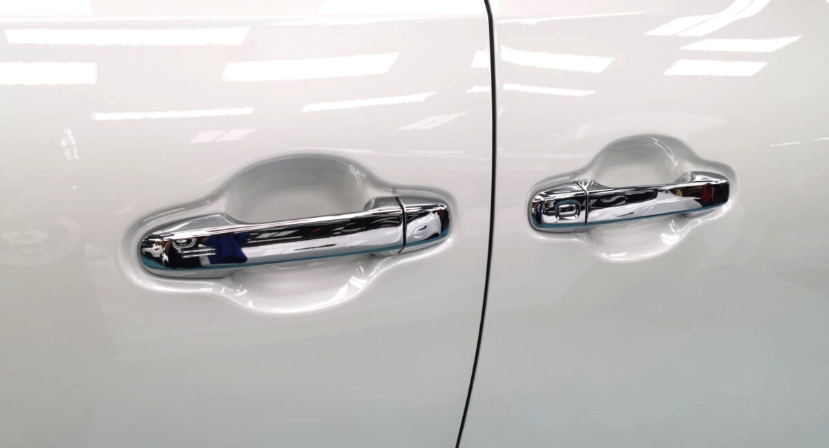 Front three-quarter view of the Toyota Alphard after coating.