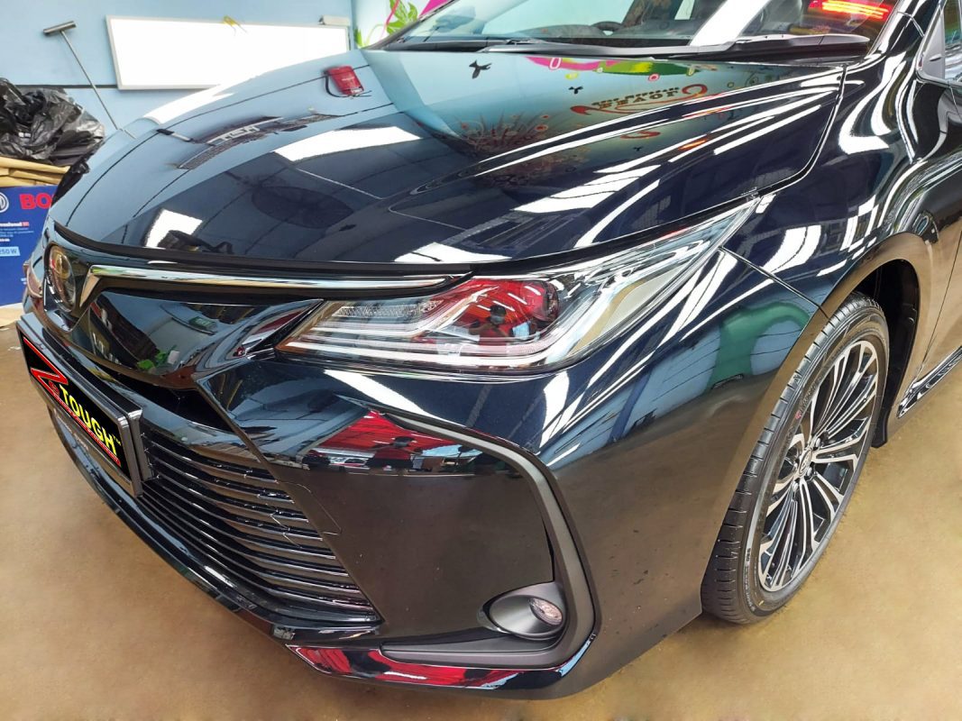 The Toyota Altis from a side angle after the titanium coating.