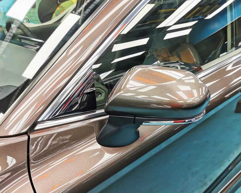 Front three-quarter view of the Toyota Camry after coating.
