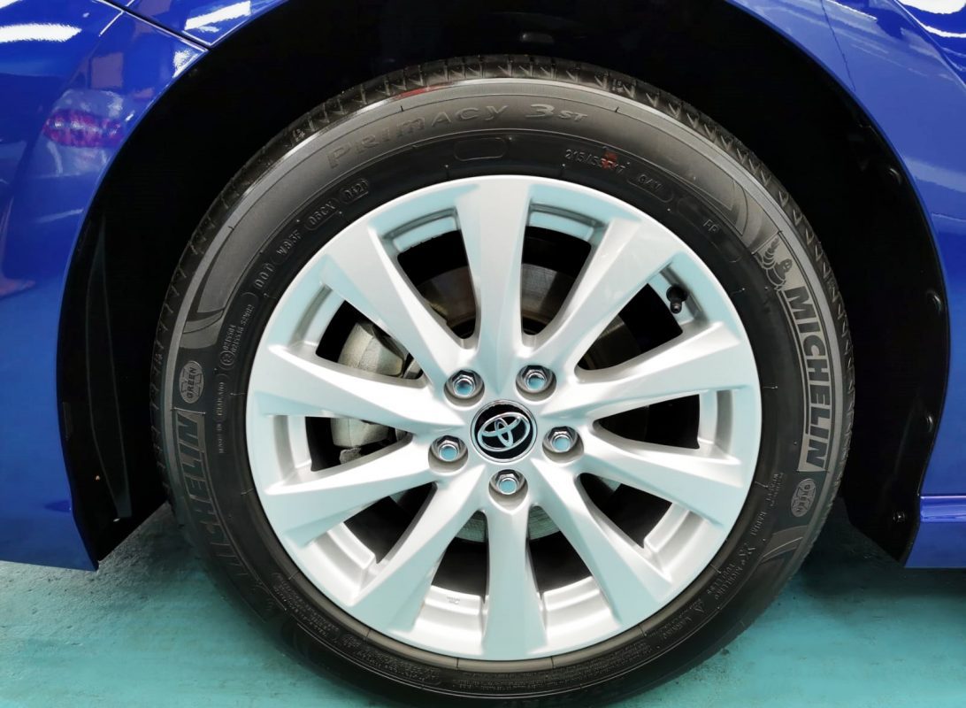 The Toyota Camry Hybrid, finished and ready for collection.