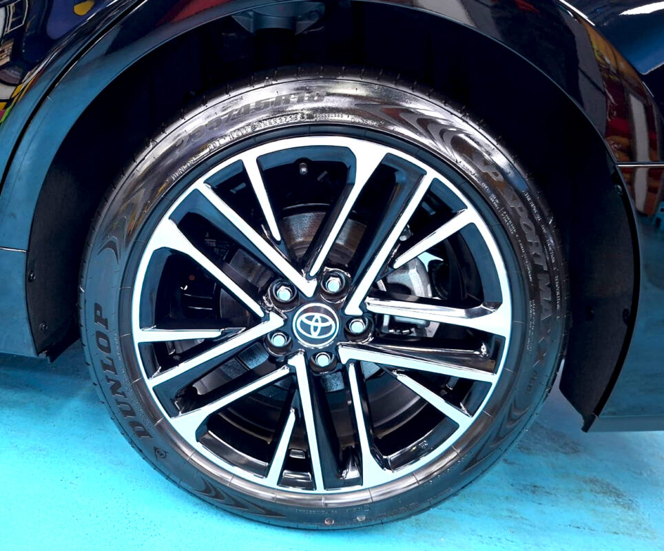 The Toyota Camry with its fresh, coated finish.