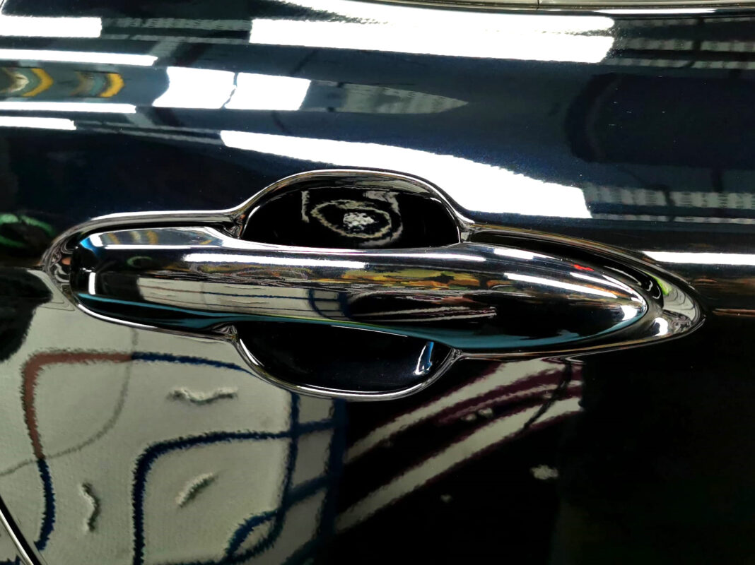 Front three-quarter view of the Toyota Camry after coating.