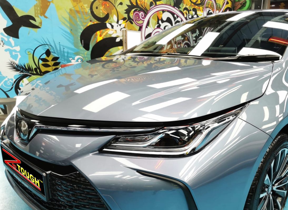 The Toyota Corolla Altis from a side angle after the titanium coating.