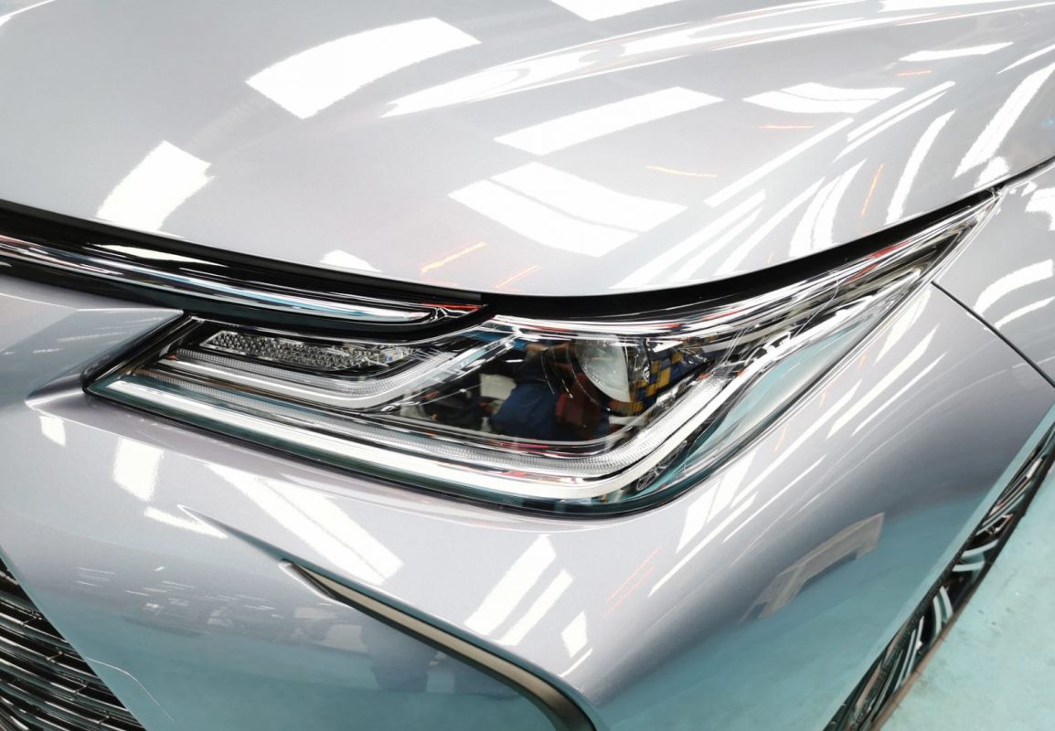 The Corolla Altis Elegance's coated paintwork showing clean reflections.