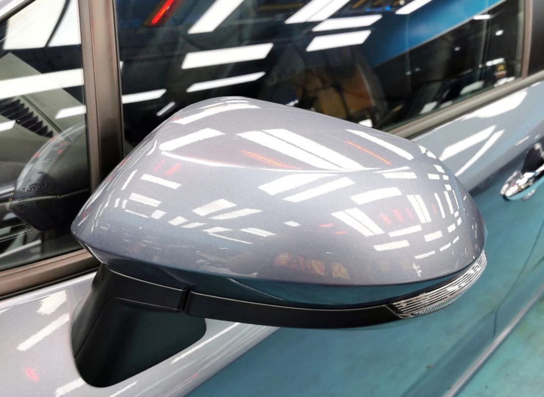 Side panel of the Toyota Corolla Altis Elegance with the titanium finish locked in.
