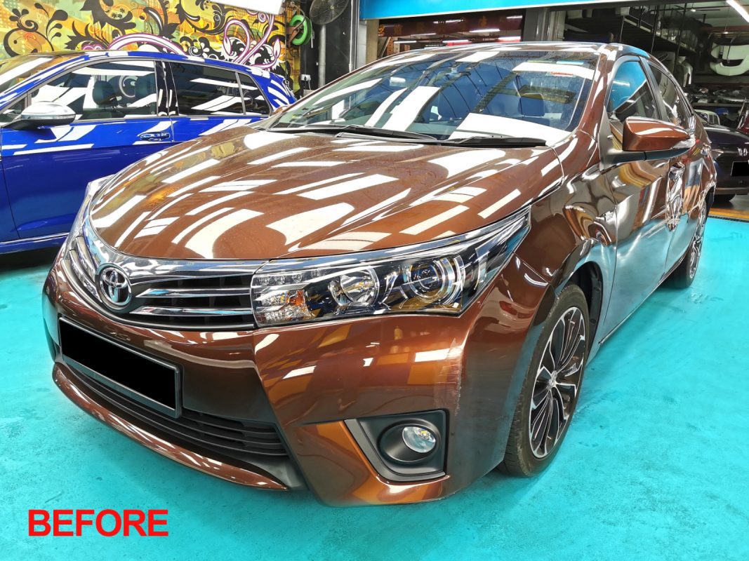 The Toyota Corolla Altis after the full respray.