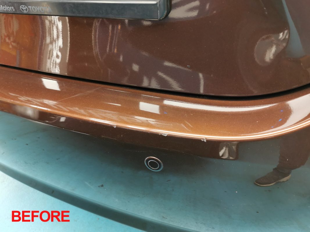 A finished detail of the resprayed Corolla Altis.