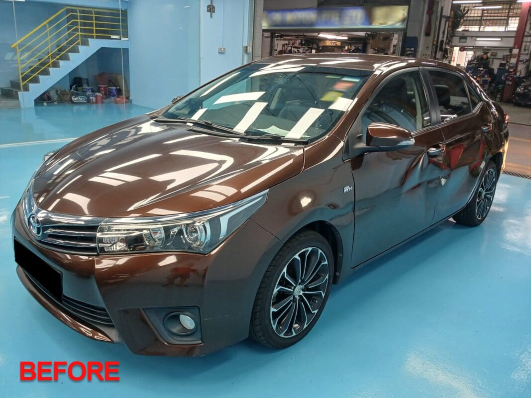Before: the Corolla Altis front end ahead of the respray.