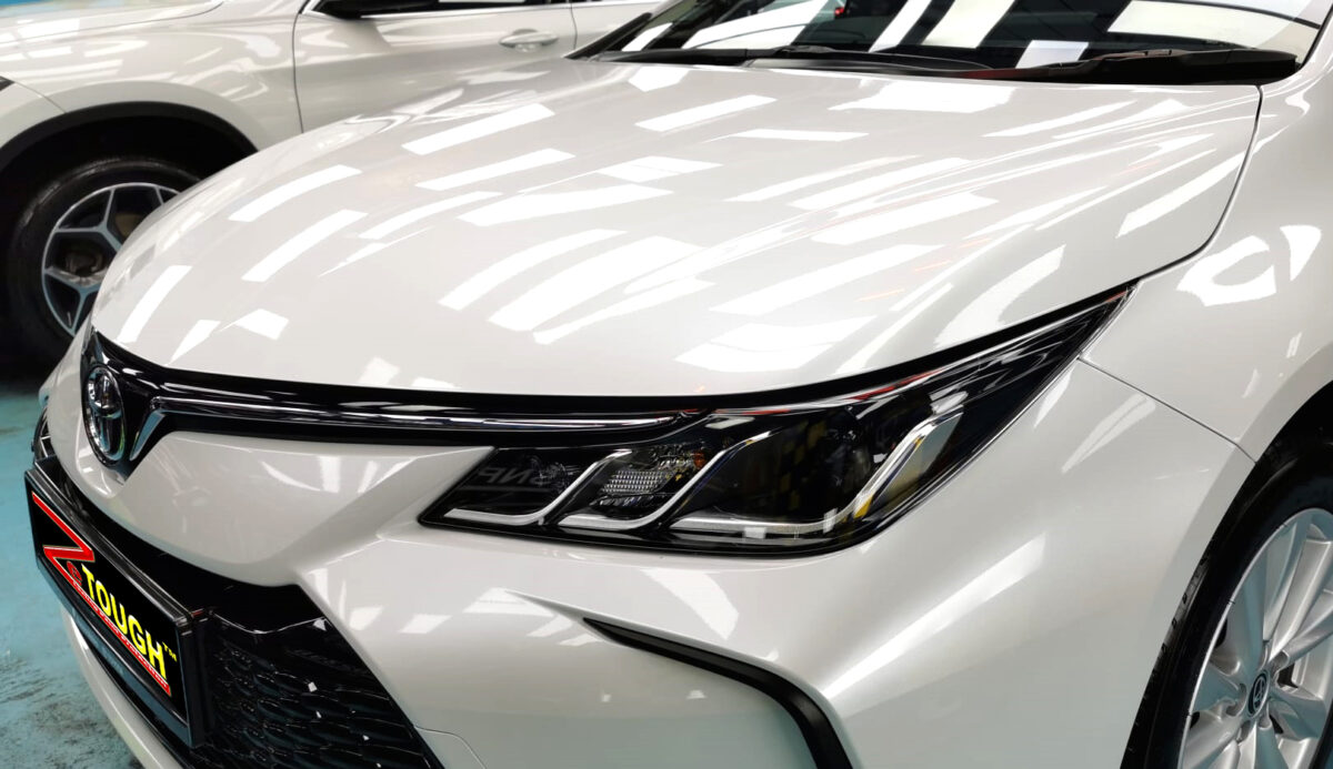 The Toyota Corolla Altis from a side angle after the titanium coating.