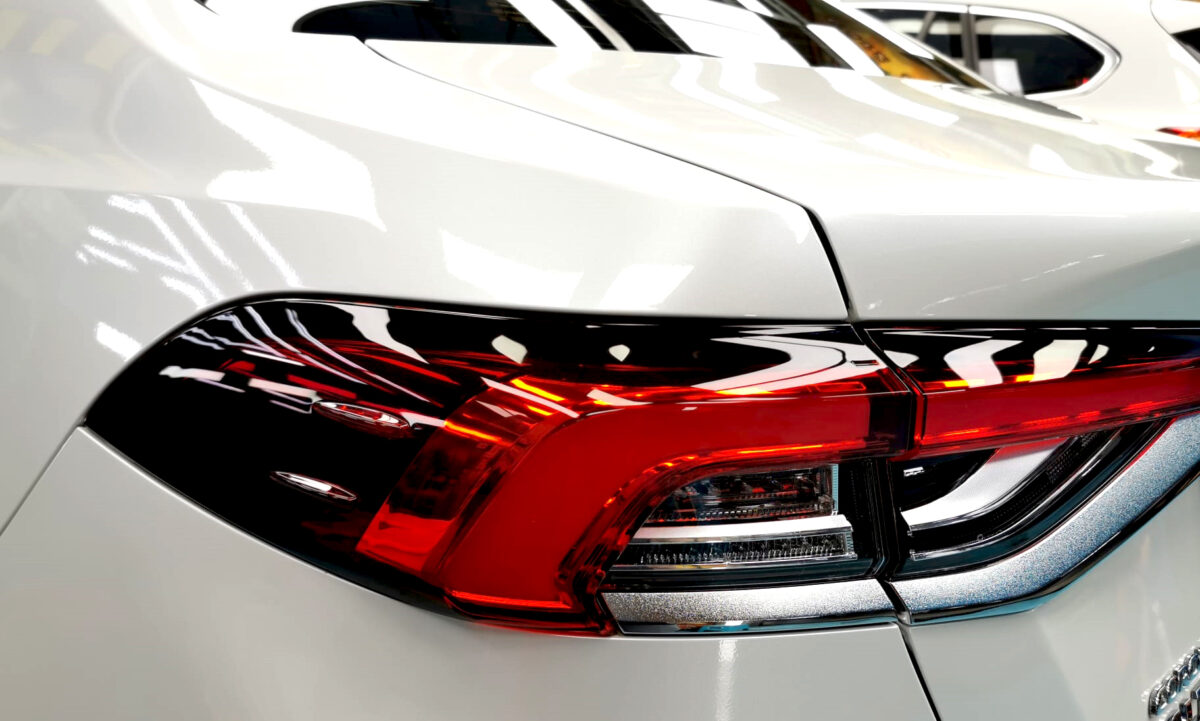 Front three-quarter view of the Toyota Corolla Altis after coating.
