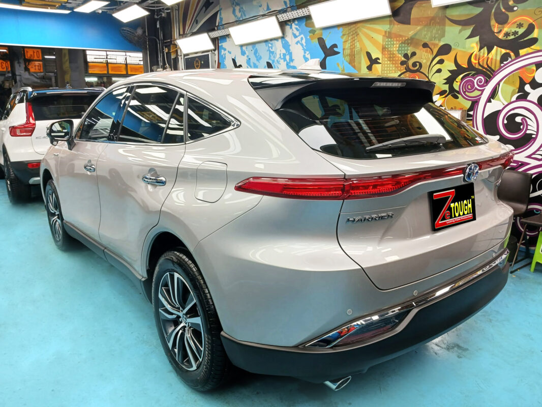 Rear quarter of the Toyota Harrier, glossy and protected.